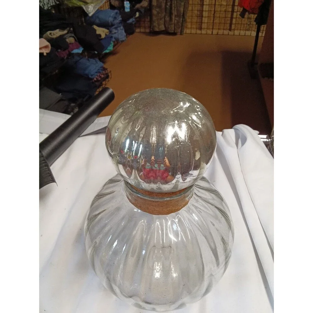 Vintage Glass Mexican Blown Decanter with Cork Stopper